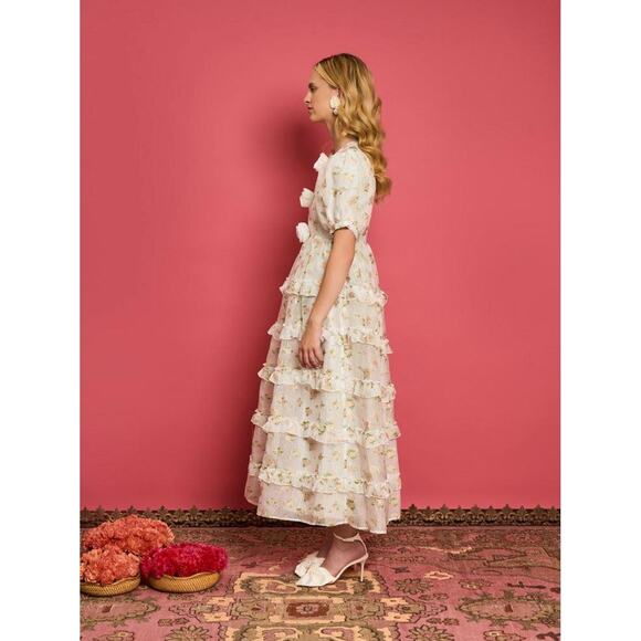 Floral White Midi Dress - Picture 4 of 14